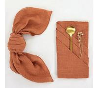 GUOZHAN Confezione da 12 tovaglioli in Garza di Stoffa Color ruggine Naturale 42x42 Morbidi per Matrimoni, Feste Decorative, Famiglia, tovaglioli in Lino e Cotone per Cena