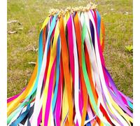 GUOZIF Bacchette Nuziali da 100 Pezzi con campanelli, Nastro di Seta, Stelle filanti Colorate, Bacchette dei Desideri, Bastoncini di Fata, Decorazioni per la casa, bomboniere per Matrimoni