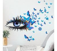 GUOZIF Creativo Bella Ragazza Occhi Adesivo da Parete Farfalla Volante Decalcomanie da Muro Ragazza Ciglia Lunghe per la Decorazione della Camera da Letto degli Amanti delle Coppie