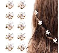 Guozihao 10 piccole mini mollette a forma di artiglio con perle con design floreale, dolci fermagli per frangia artificiali, accessori decorativi per capelli per donne e ragazze
