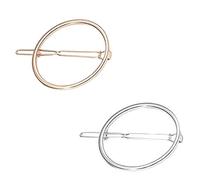 Guozihao 2 forcine per capelli minimaliste e delicate, geometriche, rotonde, in metallo, per donne e ragazze in ogni occasione (oro e argento)