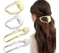 Guozihao 4 fermagli piatti per capelli da donna, motivo geometrico, in metallo, antiscivolo, a coccodrillo, per capelli spessi, accessori per capelli alla moda