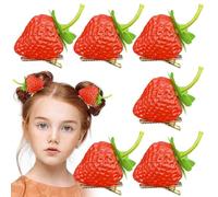 Guozihao 6 fermagli per capelli a fragola, fermagli per capelli realistici per ragazze, graziose forcine con fiocco, accessori per capelli per ragazze, ampia applicazione