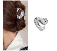 Guozihao Fermaglio per capelli in metallo argentato minimalista, geometrico, in lega, antiscivolo, lucido, accessorio decorativo per capelli per donne e ragazze