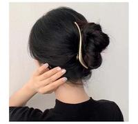 Guozihao Fermaglio per capelli minimalista in metallo, grande, lungo, a coccodrillo, stile bohémien, a forma di S, accessorio per donne e ragazze (oro)