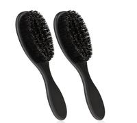 Guozihao Set di 2 spazzole per capelli e barba sfumate per lo styling del collo, accessori per taglio e rasatura dei capelli da uomo, strumento per la toelettatura con manico (nero)