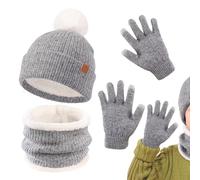 Gupcaqosjw Cappello Sciarpa Guanti Set Bambini - Cappello Termico Sciarpa E Guanti A Maglia | Set Termico Morbido per Inverno - Per Passeggiate Pattinaggio Ciclismo Escursioni Avventure