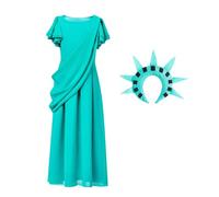 Gupcaqosjw Costume Della Statua Della Libertà - Set Corona E Abito Statua Della Libertà | Costume Ipoallergenico Per Halloween Feste In Maschera Spettacoli Balli Compleanni
