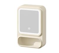 Gupcaqosjw Specchio da bagno a parete - Specchio da bagno con spazio integrato - Organizer con illuminazione a LED, porta rotolo di carta magnetico e design moderno per shampoo e