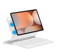 GUPENAA Custodia con tastiera per Samsung Galaxy Tab S10 Plus/S9FE Plus/S9 Plus/S8 Plus/S7 FE/S7 Plus 12.4'', contiene Ñ, supporto galleggiante magico a sbalzo, retroilluminazione 7 colori, bianco