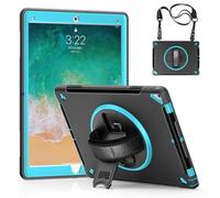 GUPENAA Custodia per iPad PRO 12,9 Pollici 2a Generazione 2017 e 1a Generazione 2015, Supporto Girevole 360°, Cover Protettiva TPU Resistente Robusta con Porta Penn Manigli Tracolla,Mint Green