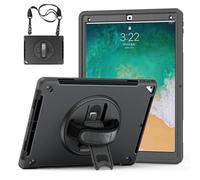 GUPENAA Custodia per iPad PRO 12,9 Pollici 2a Generazione 2017 e 1a Generazione 2015, Supporto Girevole 360°, Cover Protettiva TPU Resistente Robusta con Porta Penn Manigli Tracolla,Nero