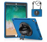 GUPENAA Custodia per iPad PRO 12,9 Pollici 2a Generazione 2017 e 1a Generazione 2015, Supporto Girevole 360°, Cover Protettiva TPU Resistente Robusta con Porta Penn Manigli Tracolla,Blu