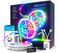 Gupup - Striscia LED luminosa da 30,5 m, RGB, cambia colore, sincronizzabile con la musica, controllabili tramite app via Bluetooth e con telecomando IR