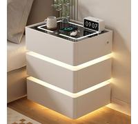 GUQASDV Comodini intelligenti con base di ricarica, comodino con altoparlanti Bluetooth, comodino intelligente con porte USB, adatto per camera da letto (Wit,45 cm)
