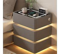 GUQASDV Comodini intelligenti con base di ricarica, comodino con altoparlanti Bluetooth, comodino intelligente con porte USB, adatto per camera da letto (nero, 45 cm/17,7 in)