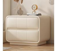 GUQASDV Comodino in Legno Tavolino Moderno con 2 Cassetti Comodino, Tavolini da Tè in Stile, Mobiletto di Design Senza Maniglia for Soggiorno, Camera da Letto, Ufficio(White,15.7in/40cm)