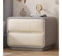 GUQASDV Comodino in Legno Tavolino Moderno con 2 Cassetti Comodino, Tavolini da Tè in Stile, Mobiletto di Design Senza Maniglia for Soggiorno, Camera da Letto, Ufficio(Light Gray+White,17.7in/45cm)