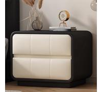 GUQASDV Comodino in Legno Tavolino Moderno con 2 Cassetti Comodino, Tavolini da Tè in Stile, Mobiletto di Design Senza Maniglia for Soggiorno, Camera da Letto, Ufficio(Black+white,15.7in/40cm)