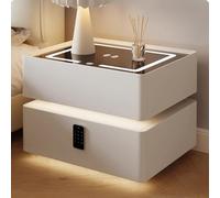 GUQASDV Comodino intelligente a LED con ricarica wireless, comodino intelligente con blocco password, moderno tavolino con luce tricolore per camera da letto (40 cm/15,7 in)