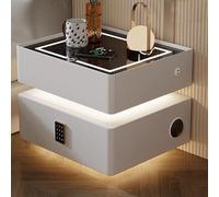 GUQASDV Comodino Intelligente a LED con Ricarica Wireless e Blocco Password, Moderno Comodino Galleggiante con Altoparlanti Bluetooth, Comodino Intelligente con cassetti(White,50cm/19.6in)