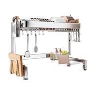 GUQASDV Scolapiatti sopra Il lavello, Grande scolapiatti da Cucina Completamente in Acciaio Inossidabile,organizzatori multifunzionali per banconi da Cucina, Piani di Lavoro(Single Layer,55cm)