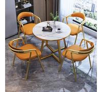 GUQASDV Set da Pranzo Rotondo con 4 sedie, Set Tavolo e sedie per Reception, Ufficio o Club, Set Tavolo per Piccole Sale riunioni, Tavolo da Pranzo per Cucina o caffetteria(Orange Gold)