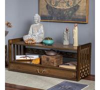 GUQASDV Tavolo da Altare Basso A 2 Livelli con Cassetto, Tavolo da Meditazione in bambù, Altare Buddista, Supporto for Santuario Personale, Tavoli for Offerte Cinesi(Brown,69cm/27.1in)