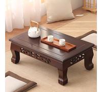 GUQASDV Tavolo da tè giapponese al pavimento, tavolino da caffè in tatami, tavoli da studio rettangolari multifunzionali in legno, legno massiccio intagliato a mano (marrone, 39,3 x 21,7 x 11,8