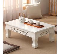GUQASDV Tavolo da tè giapponese al pavimento, tavolino in tatami, tavoli da studio rettangolari multifunzionali in legno, legno massiccio intagliato a mano (Wit,19.7x13.8x11.8in)