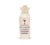 Guqqeuc Divertente regalo di divorzio Borsa per vino per donne uomini Felice Divorzio Regali per il migliore amico Rompere Regali per lei Lui Si abbina bene con carte di divorzio appena firmate Borsa
