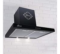 Gurari 461 BL Cappa aspirante a parete 60 cm -1000m³/h- Cappa aspirante di lusso a parete produttore Gurari - 3 velocità -LED -Cappa -Nero - Ricircolo possibile [Classe energetica C].