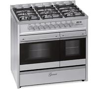 GURARI 916 inox, centro cottura elettrico a gas, 90 cm, gamma coocker / 89 l, 8 funzioni, aria calda/griglia/5 bruciatori di alta qualità, 4 kw WOK/gas naturale/propano
