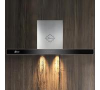 Gurari Cappa da Parete GCH 462 is 9 Prime in Acciaio Inox con pannello in Vetro Nero con Tubo di Scarico, Cappa da Cucina 90 cm Aspirazione 1000 m³/h, LED, Touch Control + Telecomando