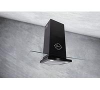 GURARI Cappa da parete GCH T 466 90 BL PRIME incl. set di ricircolo d'aria, cappa aspirante 90 cm, 1000 m³/h, cappa da parete in nero, con vetro, EEK A, TouchControl