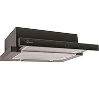GURARI cappa schermo piatto 117 Black Prime, cappa da cucina 60 cm, nero, vetro nero, 1000m³/h, aspirazione molto potente, aria estratta, ricircolo dell'aria