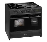 GURARI Cucina Elettrica GCH E 912 DF BL Cucina 90 cm a Libera Installazione Nero con Doppio Forno e Piano Cottura in Vetroceramica a 5 Zone Hi-Light, Classe Energetica A, Design - Moderno