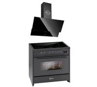GURARI Fornello a induzione E 913 BL + GCH 268 BL 9 Prime, Range Cooker 90 cm/FLEX ZONEN/5 ZONE/121L + cappa aspirante 90 cm