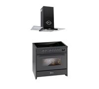 GURARI Fornello a induzione E 913 BL+GCH T 466 90 BL PRIME, Range Cooker 90 cm/FLEX ZONEN/5 ZONE/121L + cappa aspirante 90 cm