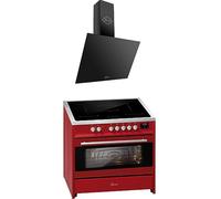 GURARI Fornello a induzione E 913 R + GCH 286 BL 9 Prime, Range Cooker/Elettrico, 90 cm FLEX piano cottura a induzione + cappa aspirante 90 cm, rosso