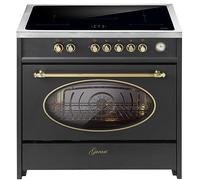 Gurari Fornello con piano cottura a induzione 90 cm 913 RU BL Retro | Range Cooker autoportante con 5 zone a induzione (2 zone flessibili) tutti con booster