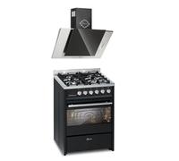 GURARI GCH E 610 BL+GCH S 482 60 IS Fornello a gas 60 cm con forno elettrico 60 L Range Coocker con cappa aspirante 60 cm 1000 m³/h
