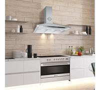 GURARI GCH E 912 X + GCH C 147 IS 9 Cucina elettrica a libera installazione 90 cm, vetroceramica, Range Coocker, 121 L, acciaio inox + cofano aspirante, cofano a parete 90 cm, 1000m3/h