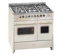 Gurari GCH E 916 Cr R Cucina a Gas con Doppio Forno Elettrico, 90 cm, 5 Fuochi a Gas, Griglie in Ghisa, Funzioni Avanzate e Design Retrò