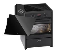 GURARI Piano cottura a induzione 60 cm GCH E 612 BL+GCH 286 Bl 6 Prime cappa aspirante 60 cm, vetro nero 1000 m/h, Range Coocker