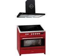 GURARI Piano cottura a induzione E 913 R + GCH 462 BL 9 Prime Range Cooker/elettrico FLEX piano cottura a induzione + cappa aspirante 90 cm, rosso