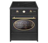 GURARI Retro Cucina a induzione GCH E 612 BL r Elettrica Cucina a Libera Installazione 60 cm Nero | Forno 8 funzioni | Piano Cottura in Vetroceramica a 4 Zone, Classe Energetica A, Design Vintage