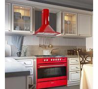 GURARI Set fornello GCH E 911 R + GCH 046 RD elettrico/gas 90 cm, Range Coocker+ cappa aspirante 90 cm, rosso, 1000 m³/h