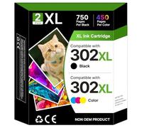 Gureef Cartucce d'inchiostro 302XL per HP 302 nero e a colori per HP Printer Ink 302 XL per HP302 per HP302XL per HP Envy 4527 4520 4524 DeskJet 3630 OfficeJet 3831 3835 5230 4650