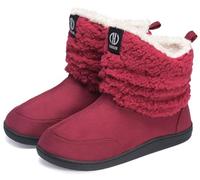 GURGER Pantofole Stivaletto Donna Invernali Pantofole da Casa Uomo Ciabatte Alte Chiuse Calde Peluche Lana Pantofole Stivaletti Rosso 36 37